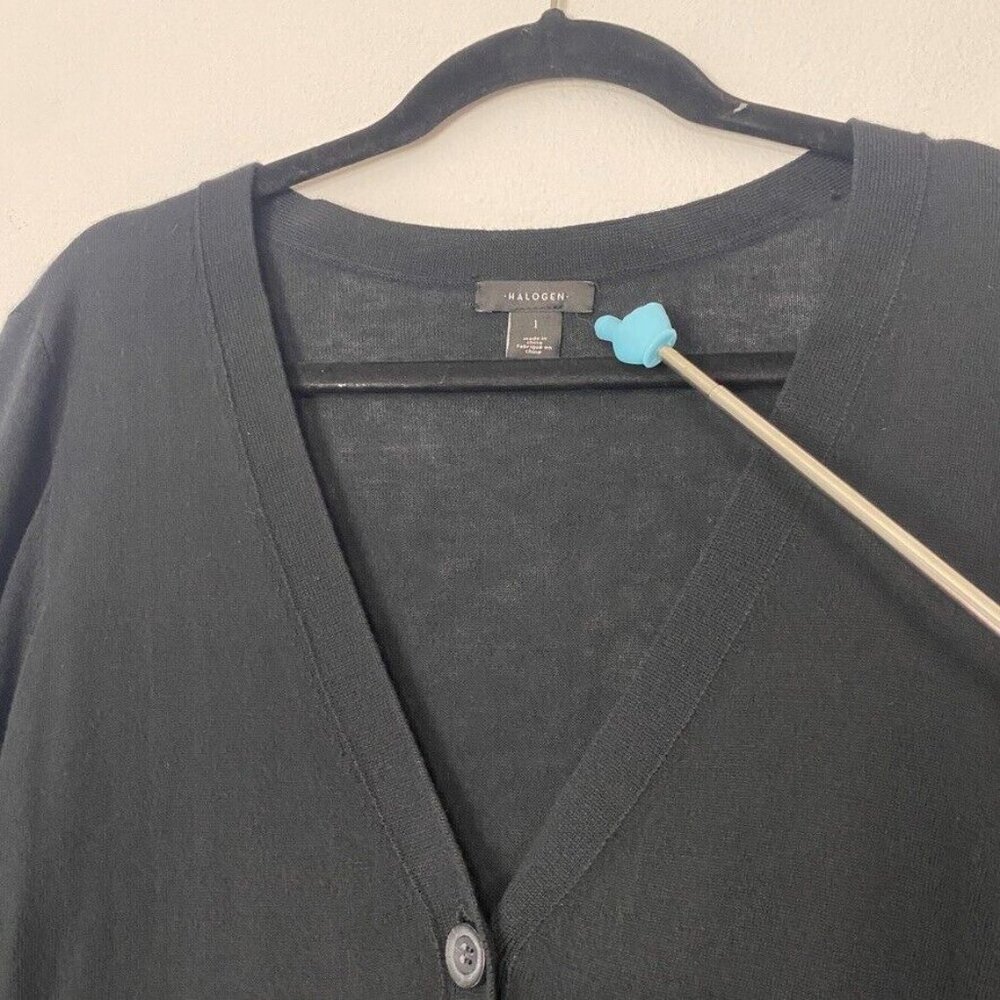 Halogen Buttoned Cardigan Solid Black Long Sleeve… - image 3